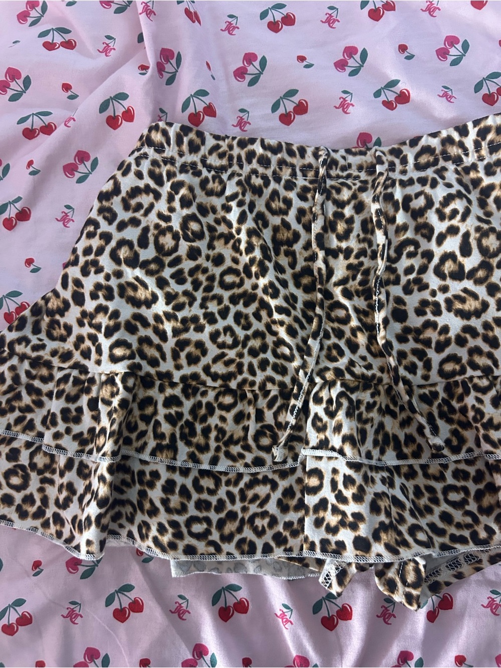 Leopard Print Ruffle Mini Skort- Brown - Picture 2 of 6